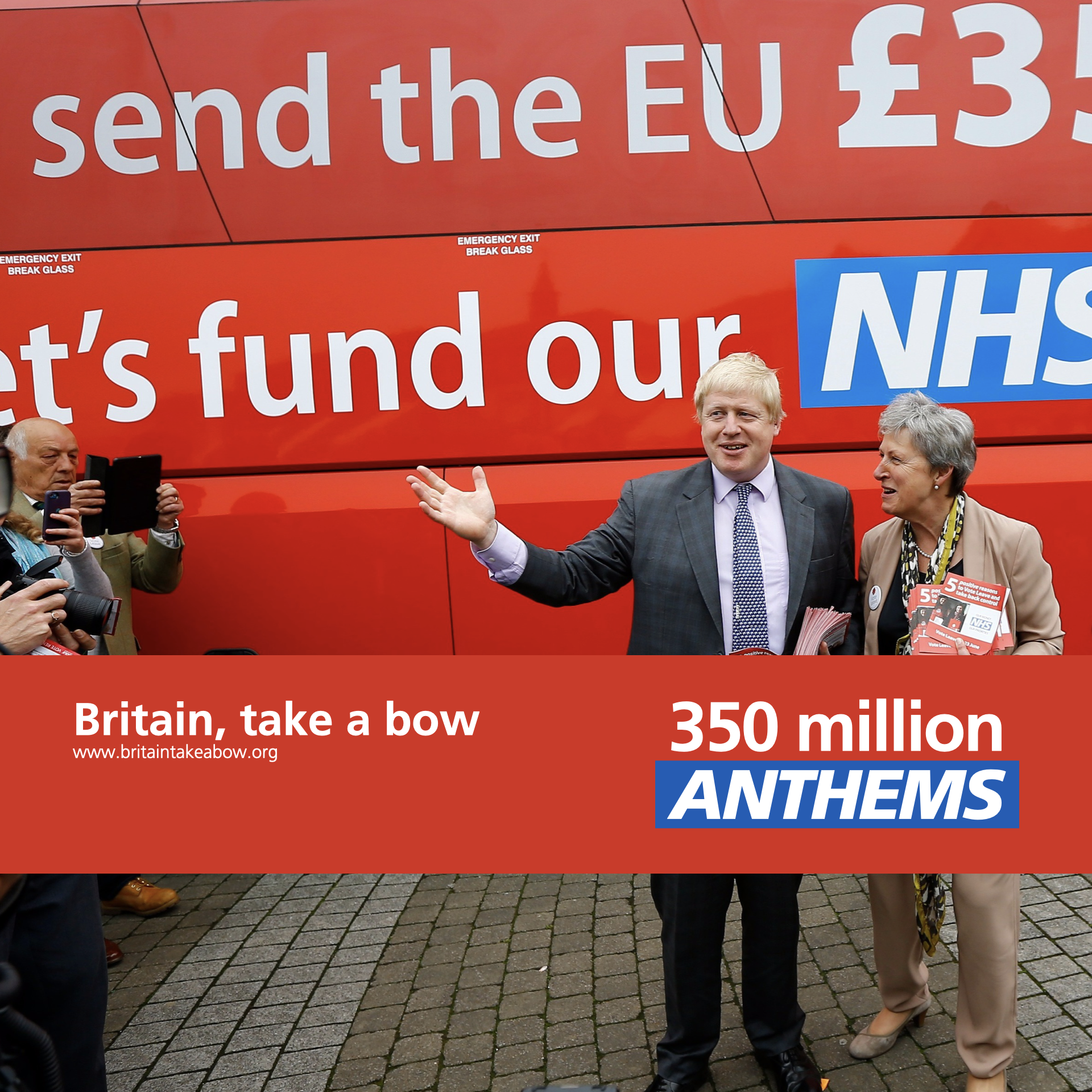 Image of Boris Johnson lying about the £350million per week that can go the NHS if Brexit happens
